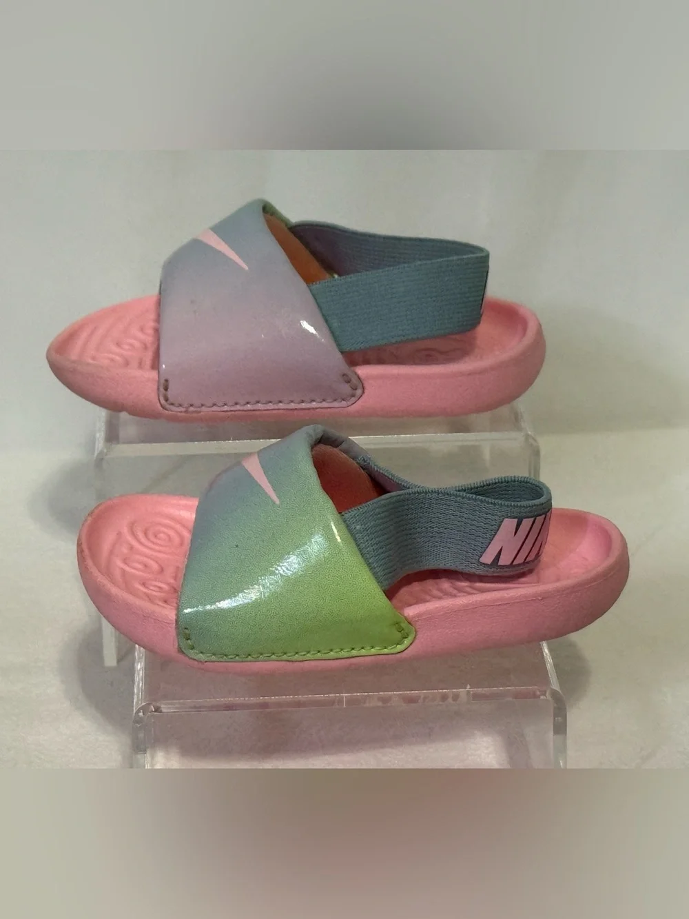 Nike Kawa SE Baby Girl’s 4C Pink & Gray Slingback Slide Sandal